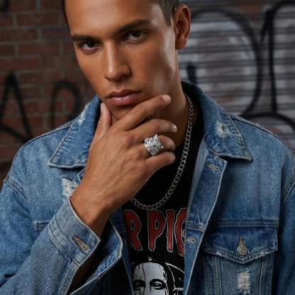 1.8ct Shadow Panthera Ring VVS Synthetic Moissanite Ring Jewelry Copper Band Unisex Hip Hop Ring Band