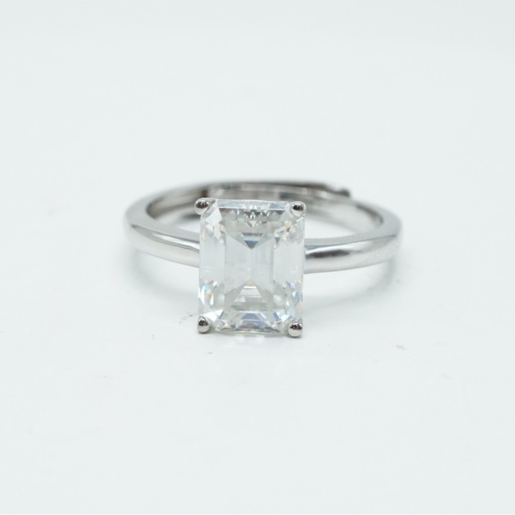 3ct Step Cut Synthetic Moissanite Classic Square Ring S925