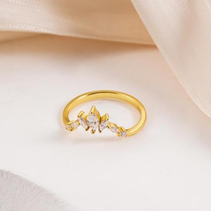 Delzzad Luxury Ethereal Elegance Set Bridal Engagement Ring Set Synthetic Moissanite Ring Jewelry S925 Triple Stacking Ring Band Perfect Birthday Engagement Wedding Anniversary Christmas Gift