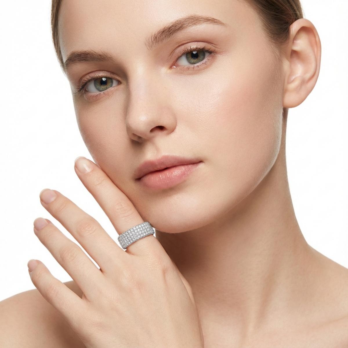 Infinite Sparkle 4-Row Eternity Ring Dakota Engagement Ring Band Wedding Ring Synthetic Moissanite Ring Jewelry S925/Copper Band