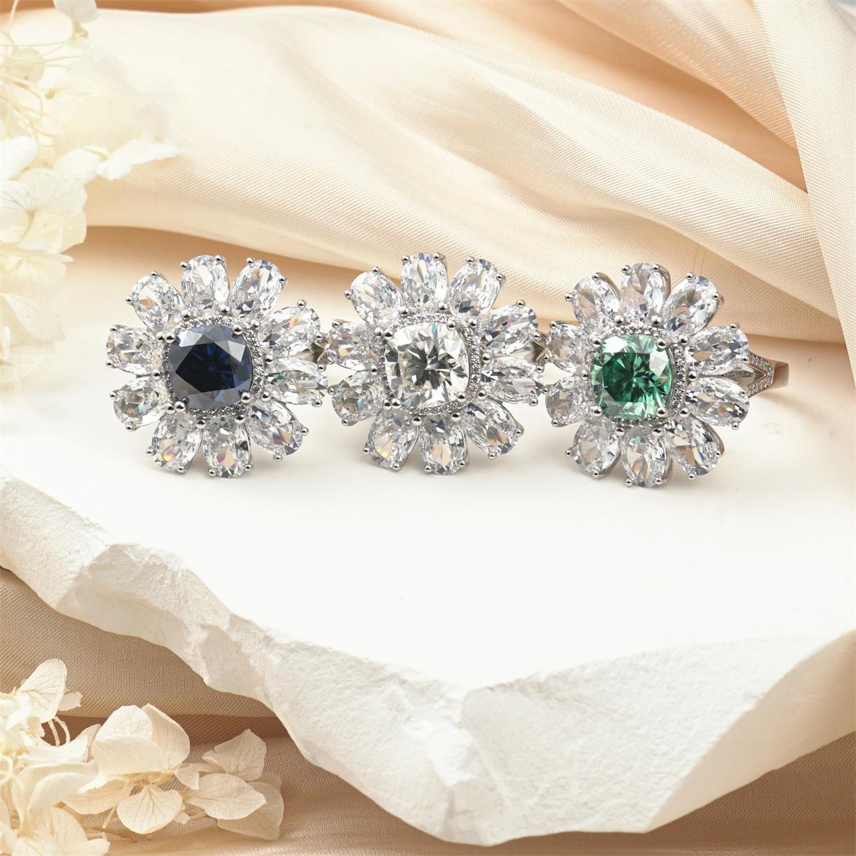 3.5ct Cushion Synthetic Moissanite 24.5mm Cocktail Ring In 925 Sterling Silver