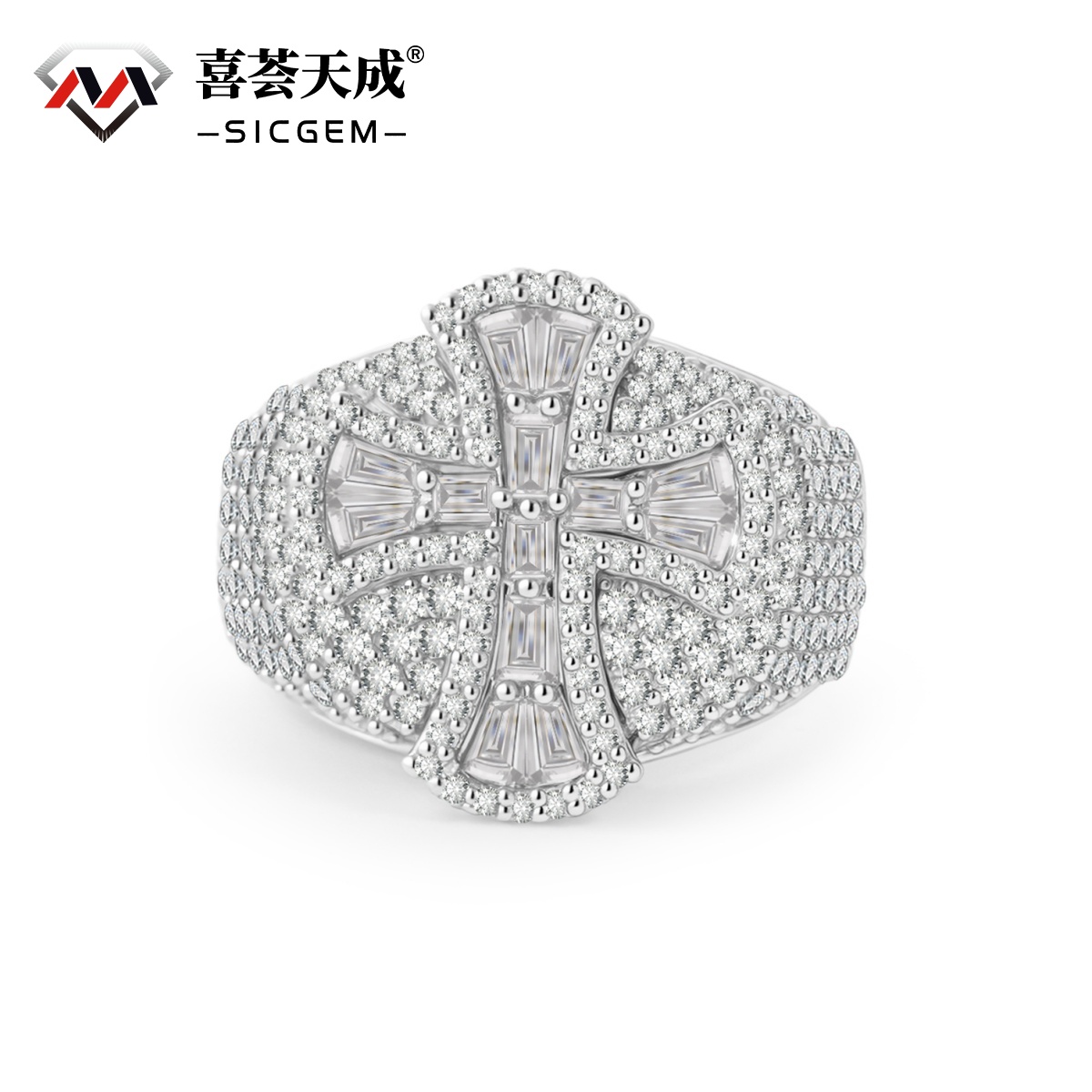 2ct Eternal Pillar Ring Fully Iced Out Ring Gothic Ring Band VVS Synthetic Moissanite Ring Jewelry Copper Band