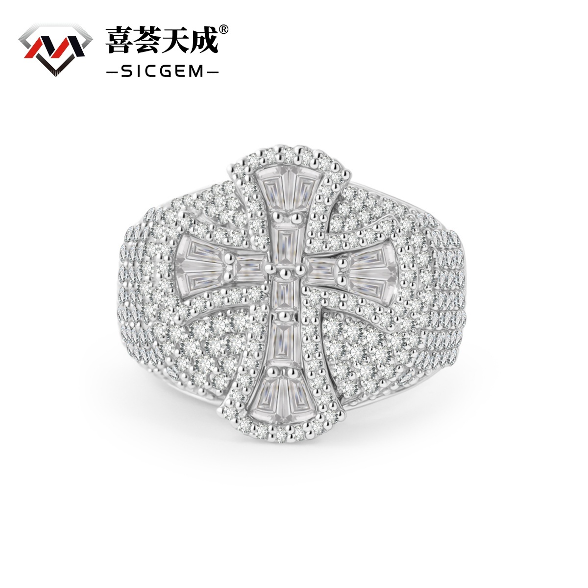 2ct Eternal Pillar Ring Fully Iced Out Ring Gothic Ring Band VVS Synthetic Moissanite Ring Jewelry Copper Band