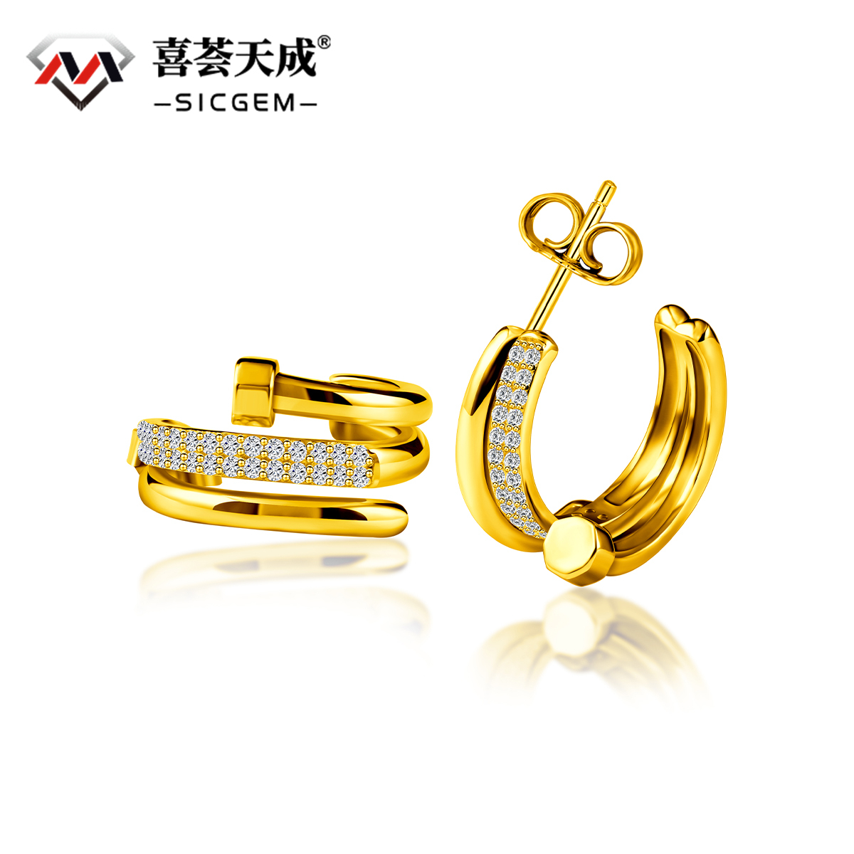 Aesthetic Huggies Hoop Earrings D Color VVS Synthetic Moissanite S925 Stud Unisex Hip Hop Earrings