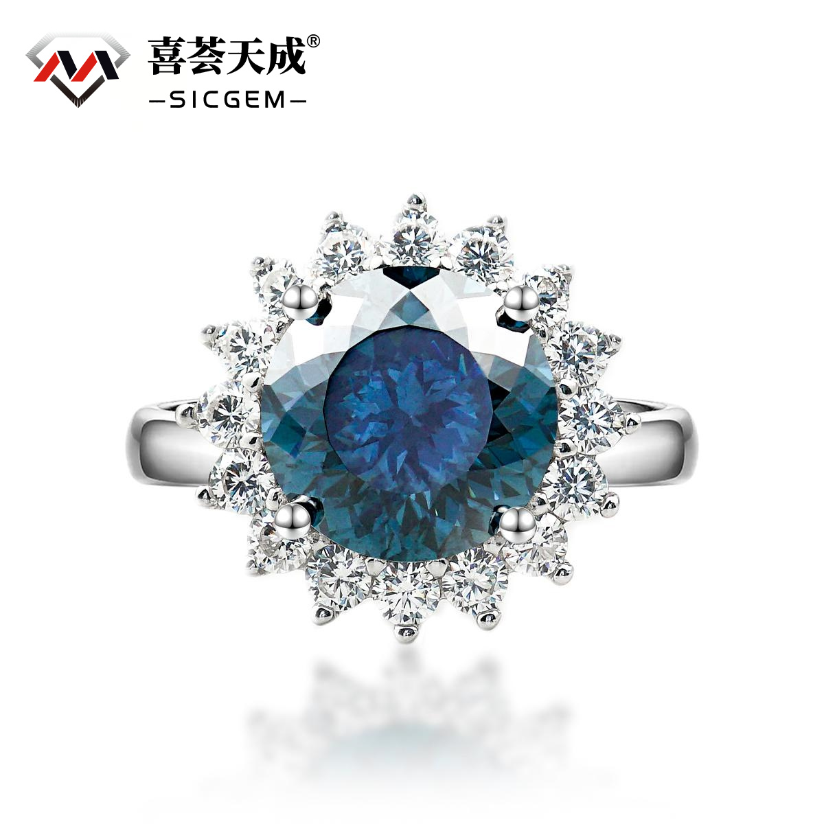 5ct Round Synthetic Moissanite Sunflower Ring In 925 Sterling Silver