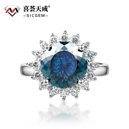 5ct Round Synthetic Moissanite Sunflower Ring In 925 Sterling Silver