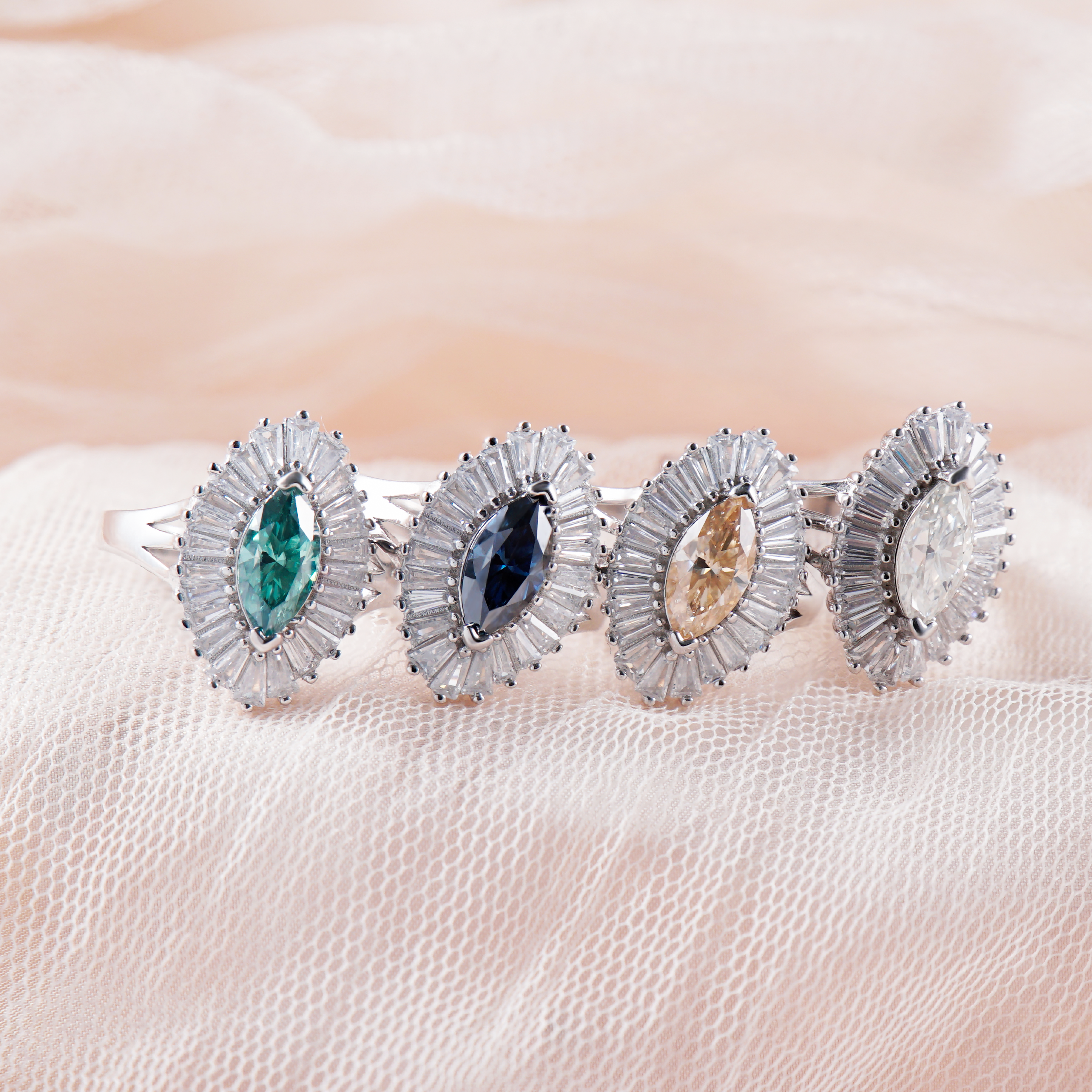 1ct Marquise Synthetic Moissanite Fashion Ring In 925 Sterling Silver Ring Band Jewelry Perfect Birthday Engagement Wedding Anniversary Gift