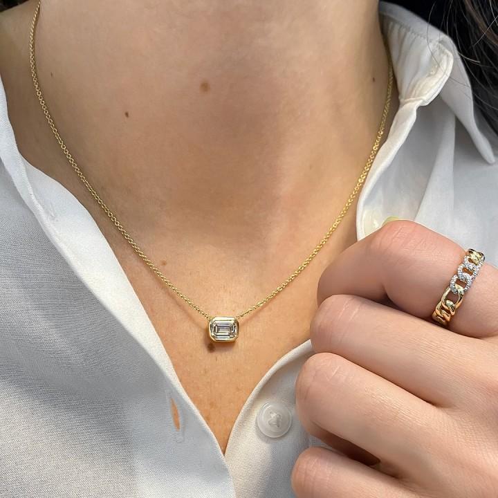 S925 3CT SYNTHETIC MOISSANITE BEZEL STYLE SOLITAIRE NECKLACE CHAIN