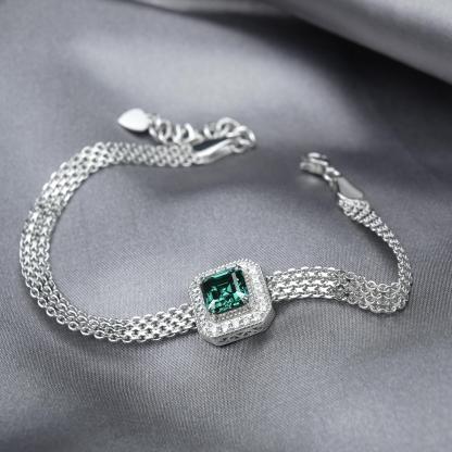 2ct Asscher Green Synthetic Moissanite Bracelet S925