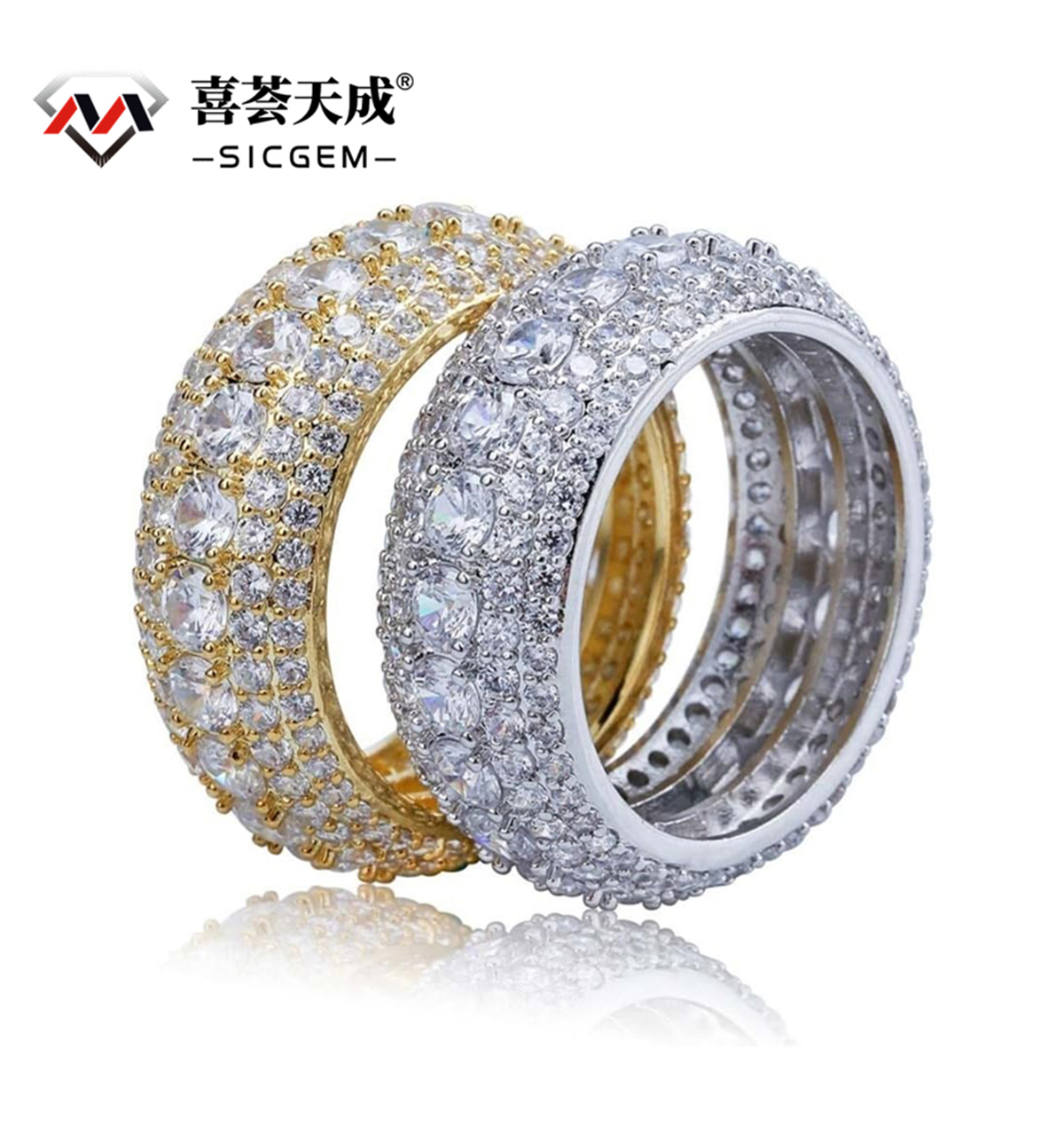 S925 Round VVS Synthetic Moissanite Layered Eternity Ring