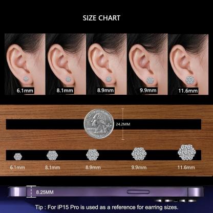 IcyBloom Floral Shine Stud Earrings 925S & VVS Moissanite