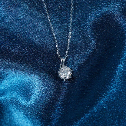 S925 SYNTHETIC MOISSANITE SNOWFLAKE SOLITAIRE PENDANT NECKLACE