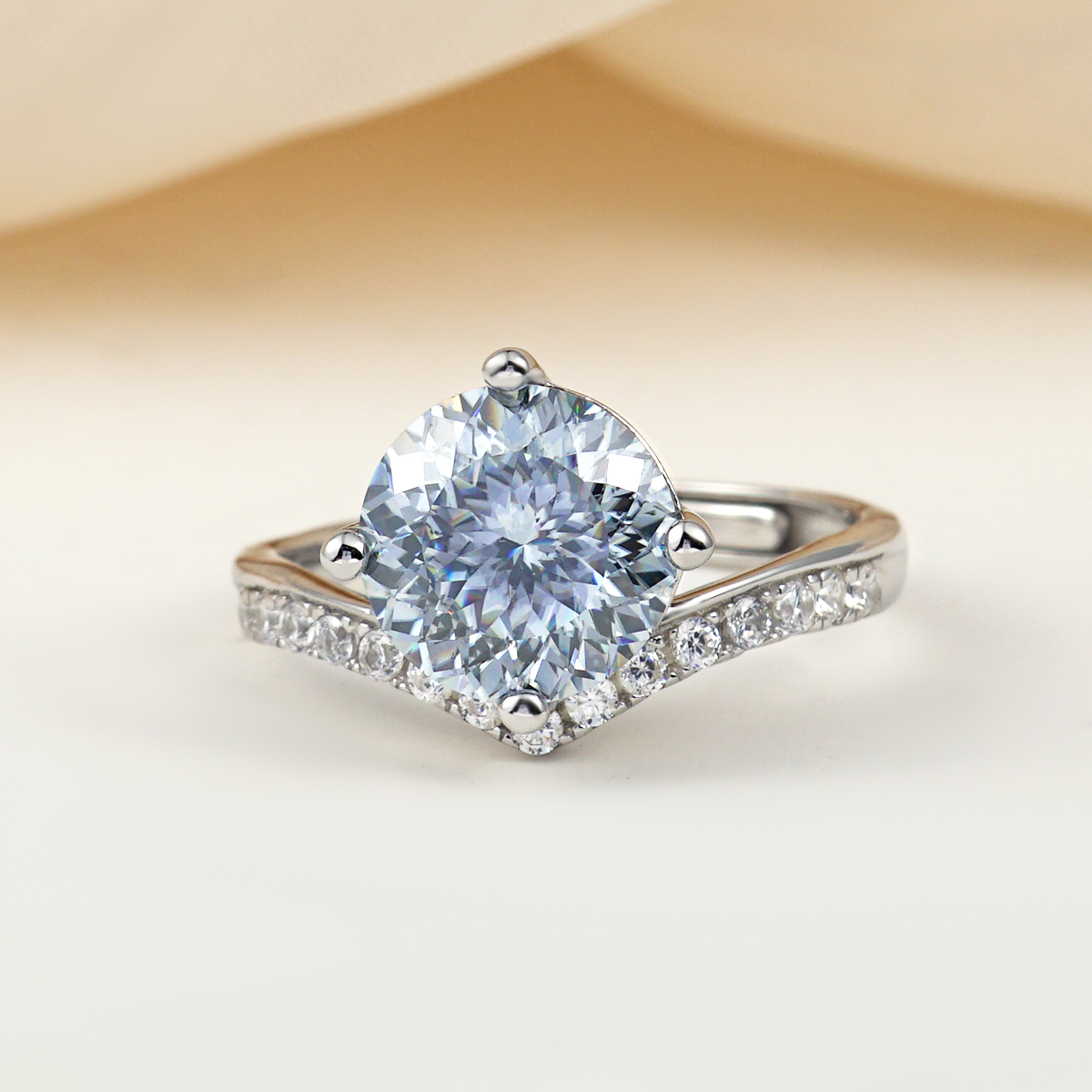 3ct Round Synthetic Moissanite Ring S925
