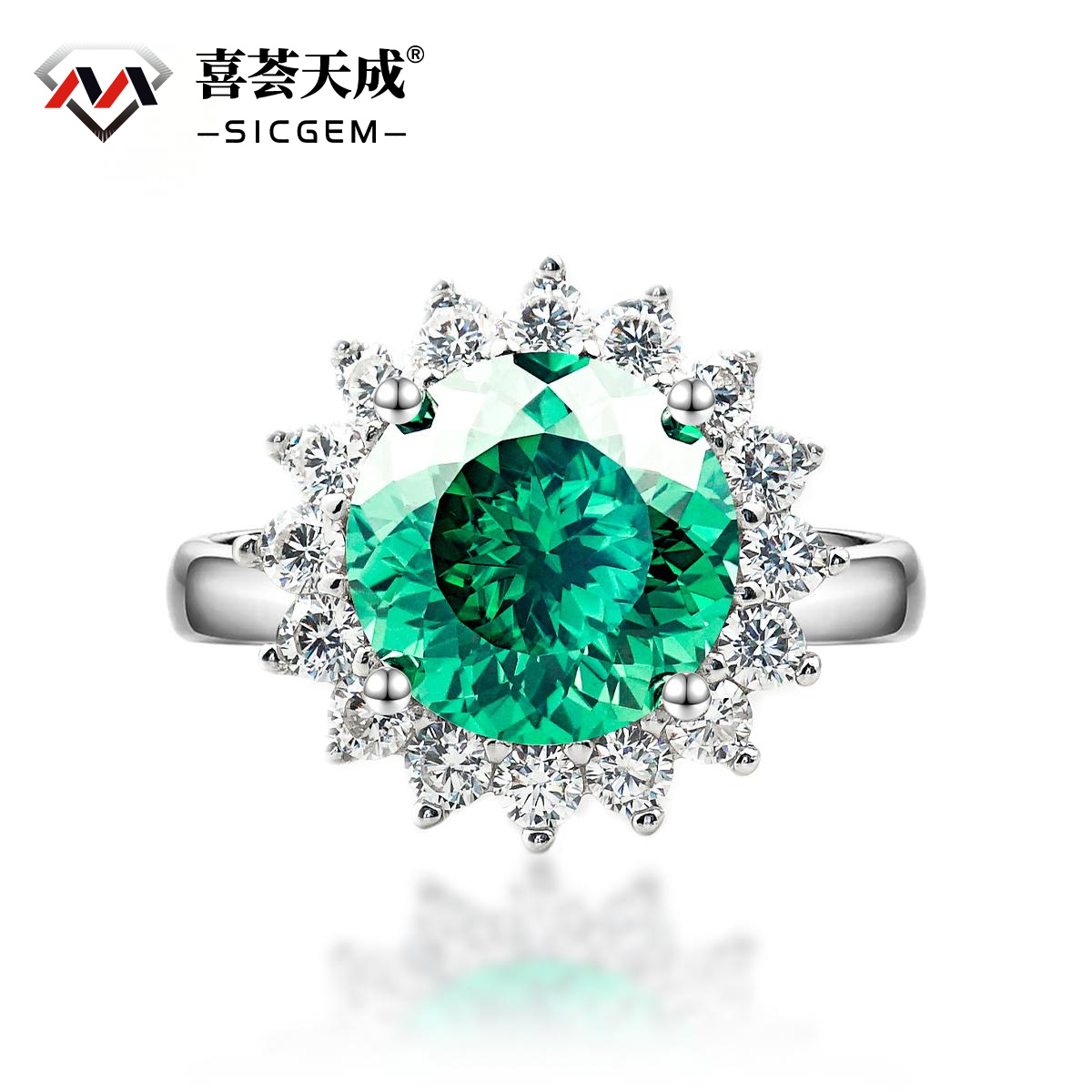 5ct Round Synthetic Moissanite Sunflower Ring In 925 Sterling Silver