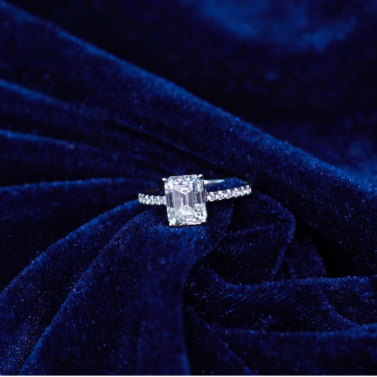 3ct Octagon Synthetic Moissanite Solitaire Ring In 925 Sterling Silver
