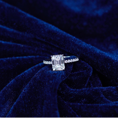 3ct Octagon Synthetic Moissanite Solitaire Ring In 925 Sterling Silver