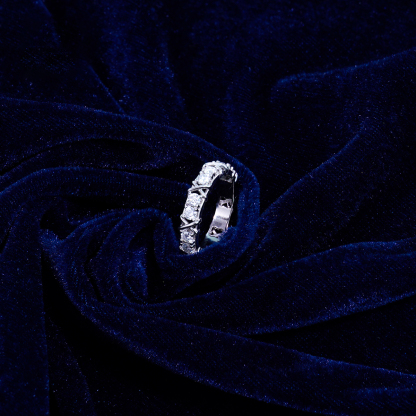 S925 VVS Synthetic Moissanite Hip Hop Cross Eternity Ring Wedding Anniversary Gift for Men Women