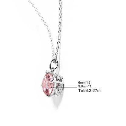 【Celestial Rose Trio】Pink Four-Prong Stud Earrings Necklace Ring Band Set Pink Synthetic Moissanite Set Copper Jewelry Set