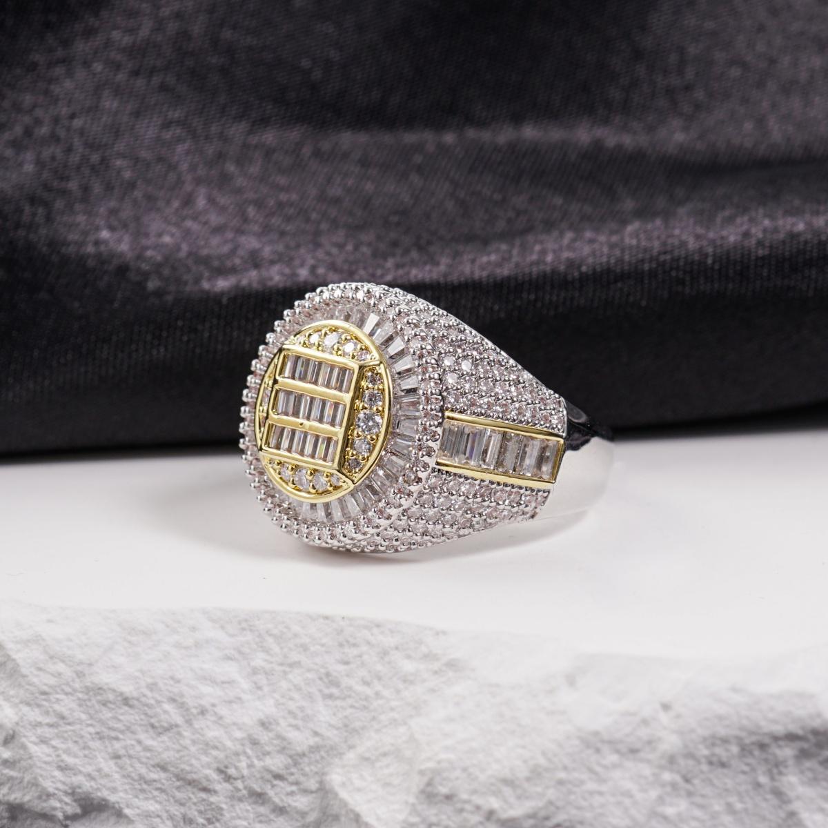 3ct The Sovereign Ring Glacier Band Fully Iced-out Hip Hop Ring VVS Synthetic Moissanite Ring Jewelry Copper Band