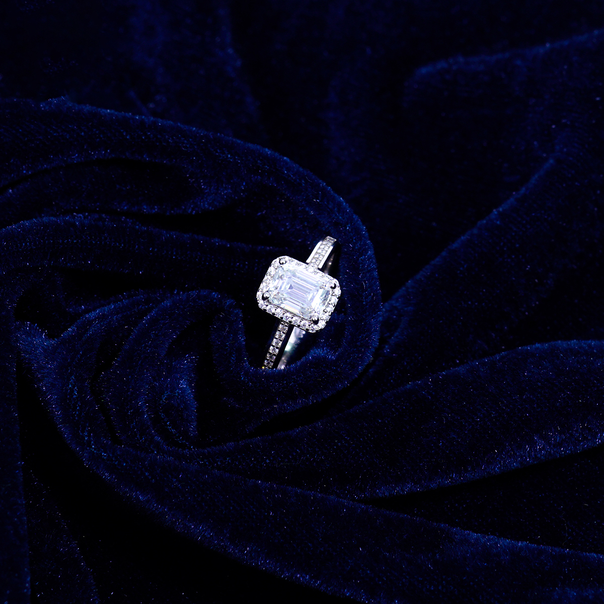 S925 2ct Octagon Synthetic Moissanite Halo Ring