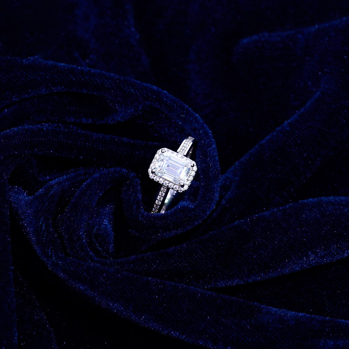 S925 2ct Octagon Synthetic Moissanite Halo Ring