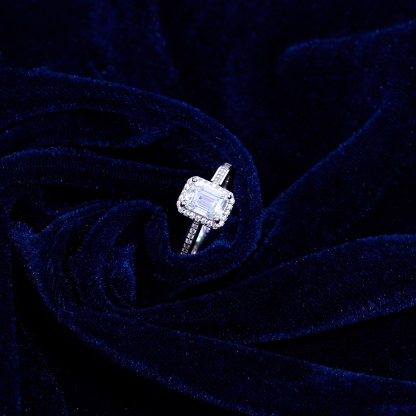 S925 2ct Octagon Synthetic Moissanite Halo Ring