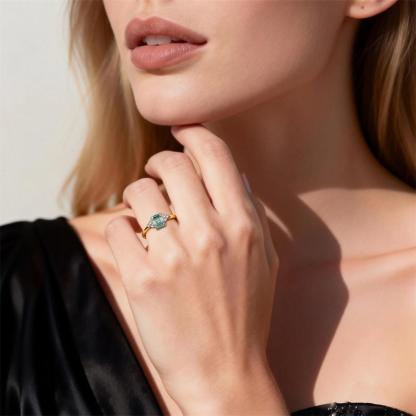 2.2ct Aurora Green Dream Ring Engagement Ring Band Step Cut Synthetic Moissanite Ring Jewelry S925