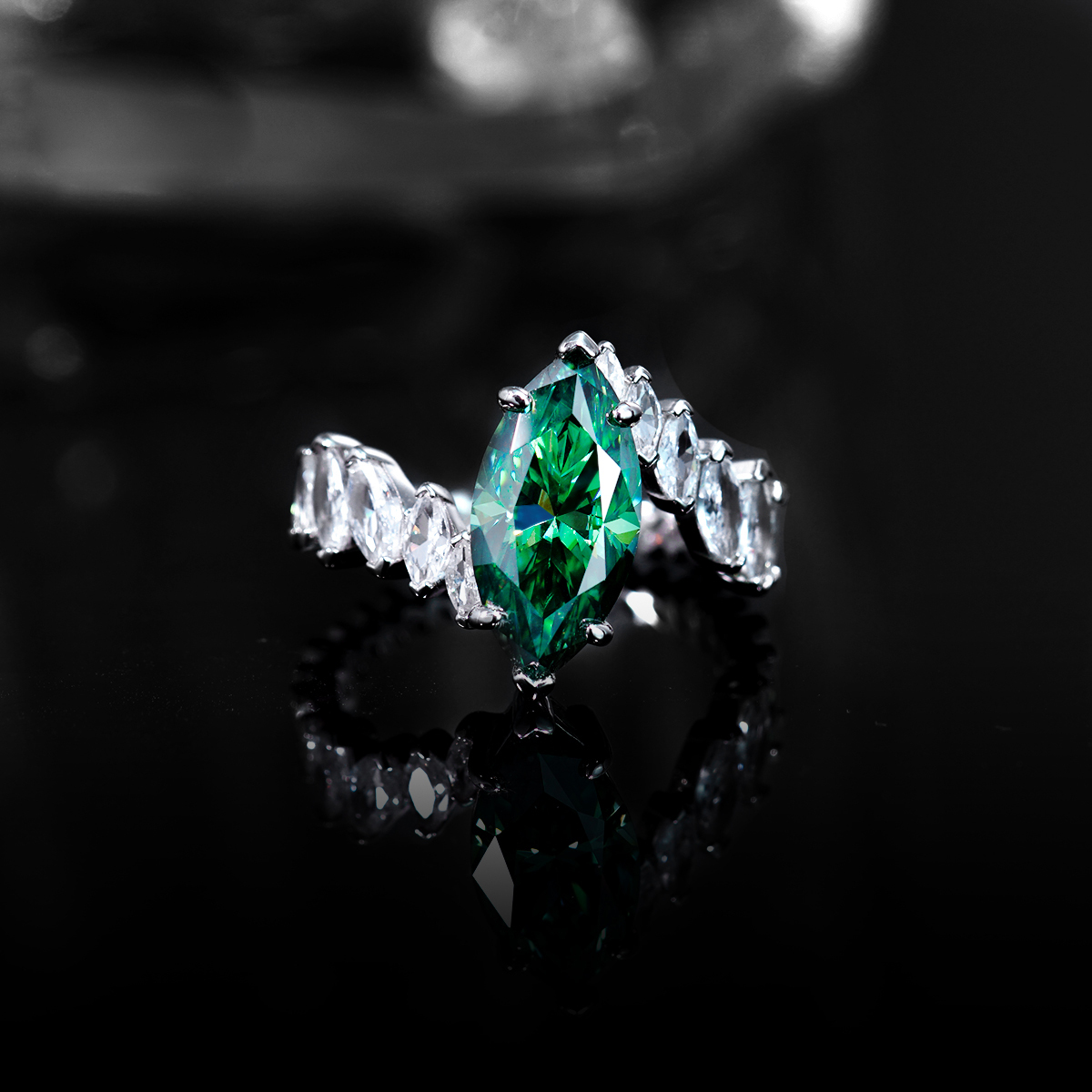 5ct Marquise Synthetic Moissanite Solitaire Statement Ring In 925 Sterling Silver