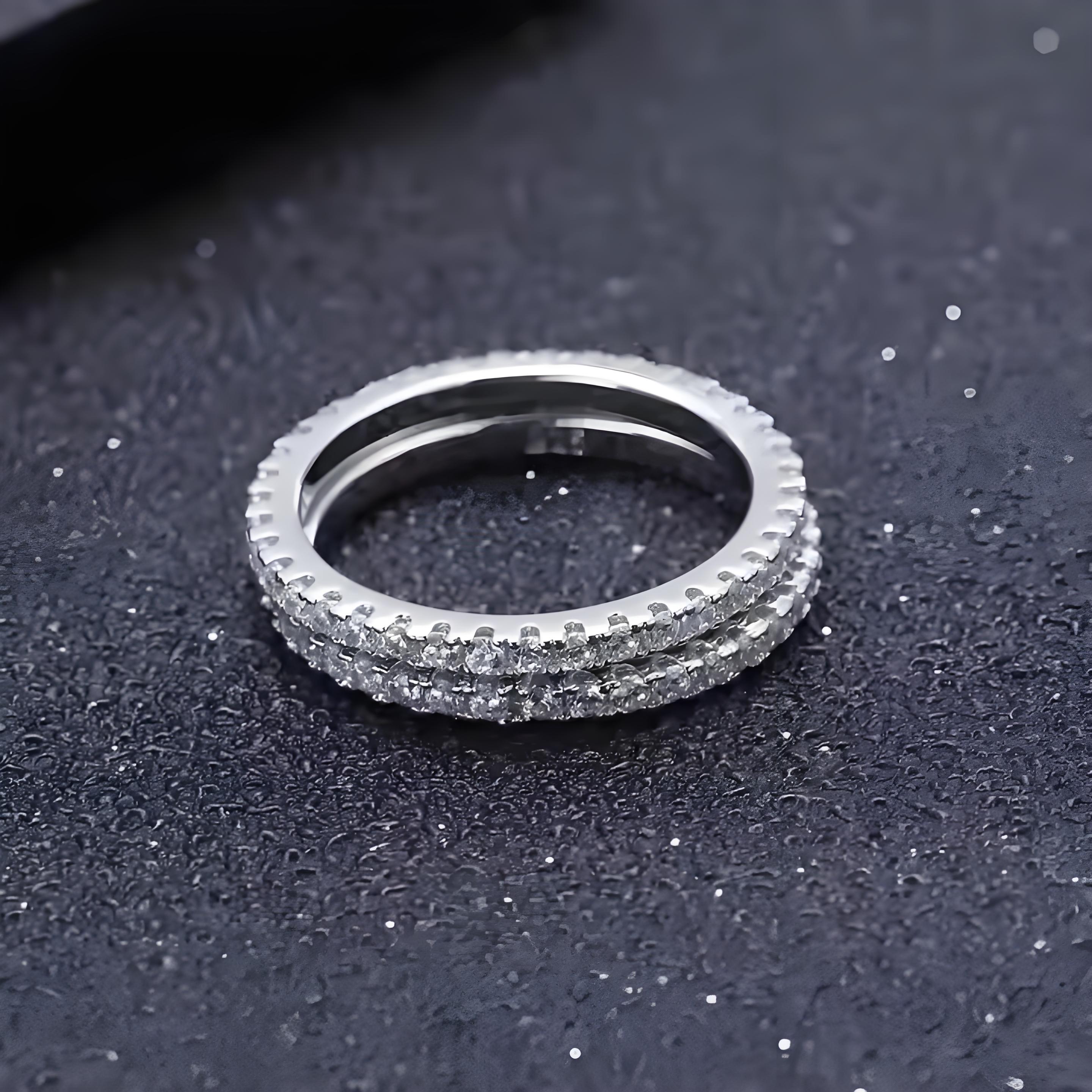 S925 VVS D Color Synthetic Moissanite Eternity Ring Band Anniversary Mother's Day Gifts For Women Men