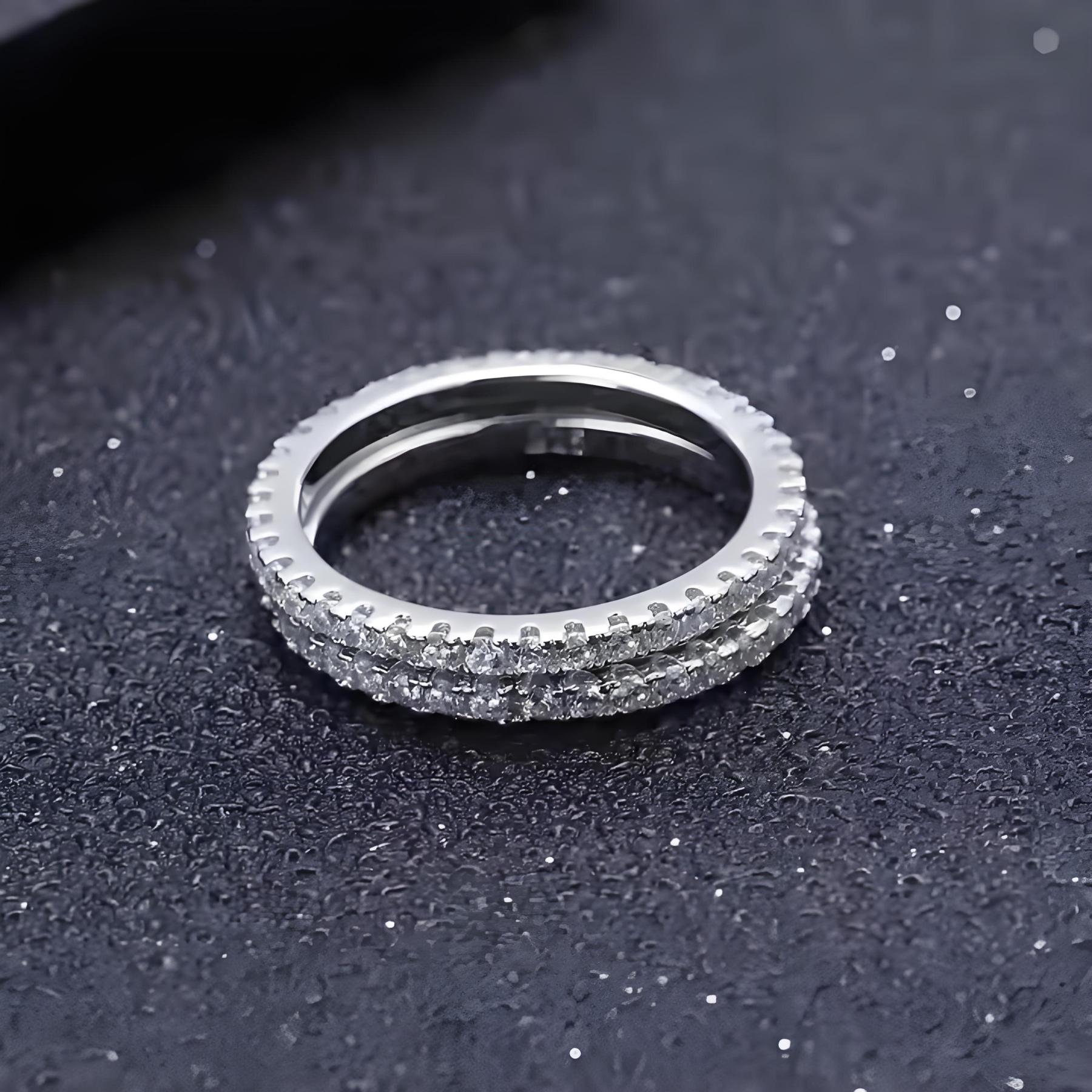 S925 VVS D Color Synthetic Moissanite Eternity Ring Band Anniversary Mother's Day Gifts For Women Men