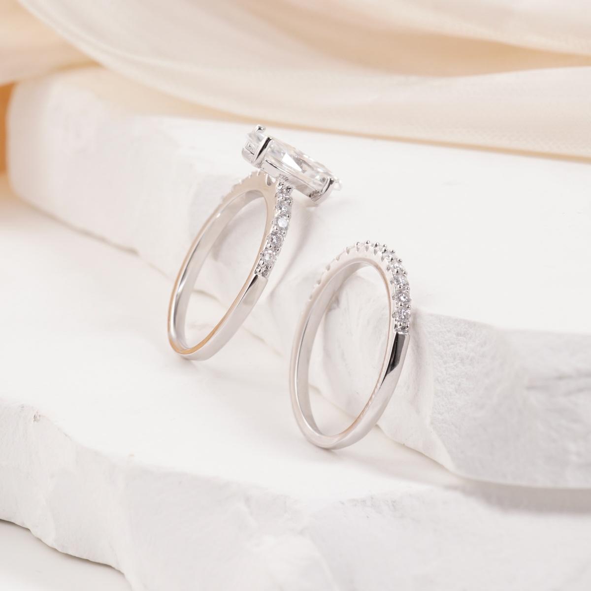 2.5ct Beyond the Horizon Ring Wedding Set Stacking Ring Marquise Cut VVS Synthetic Moissanite Ring Jewelry S925/Copper Band