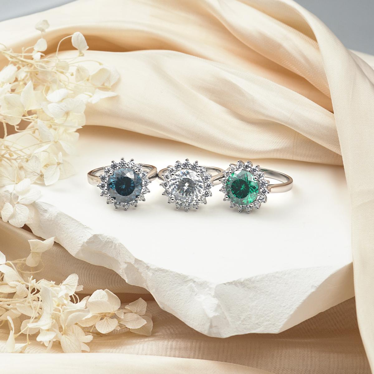 5ct Round Synthetic Moissanite Sunflower Ring In 925 Sterling Silver