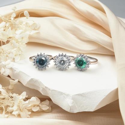5ct Round Synthetic Moissanite Sunflower Ring In 925 Sterling Silver