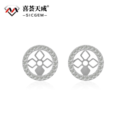 Sparkling Halo Earring Jackets Enhancer Stud Jackets Synthetic Moissanite S925 Earring Jackets for Studs