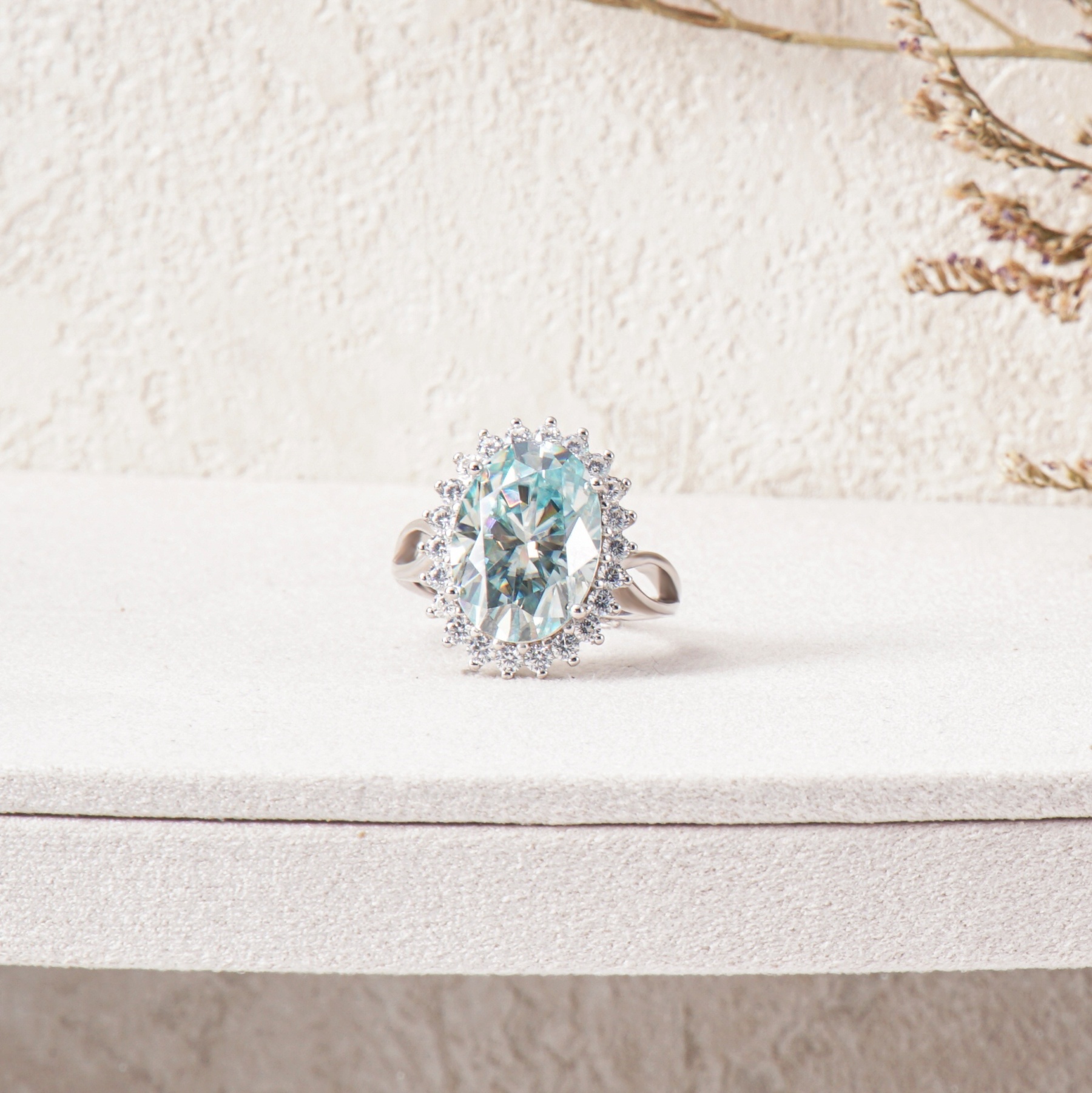1ct Oval Flower Ring Synthetic Moissanite Ring S925