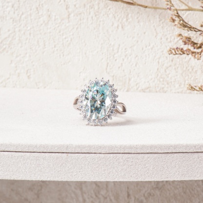 1ct Oval Flower Ring Synthetic Moissanite Ring S925