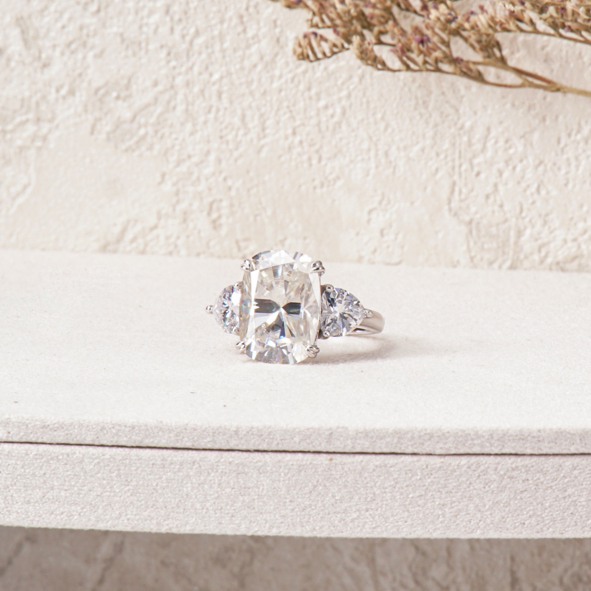 10ct Cushion Heart Ring Band Synthetic Moissanite Ring S925