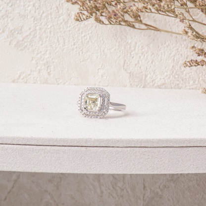 1ct Asscher Synthetic Moissanite Double-layered Setting Ring S925