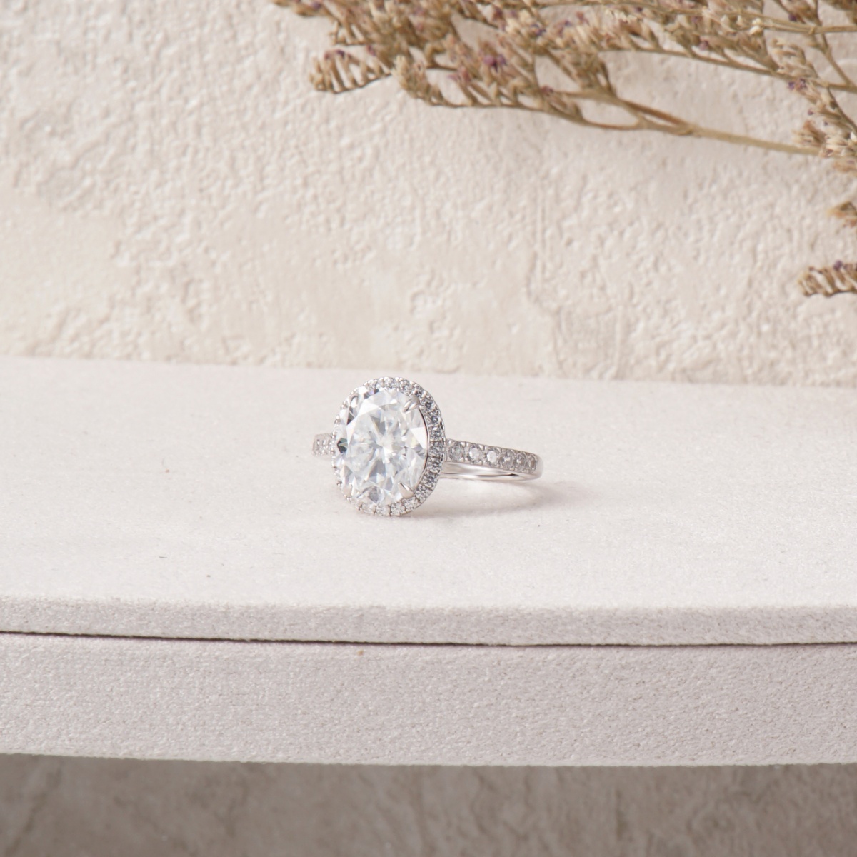 3ct Oval Synthetic Moissanite Ring S925