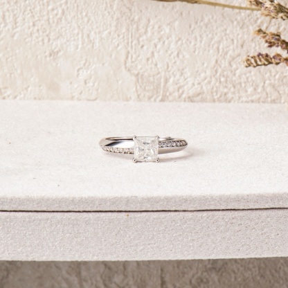 0.8ct Princess Ring Band Synthetic Moissanite Ring S925