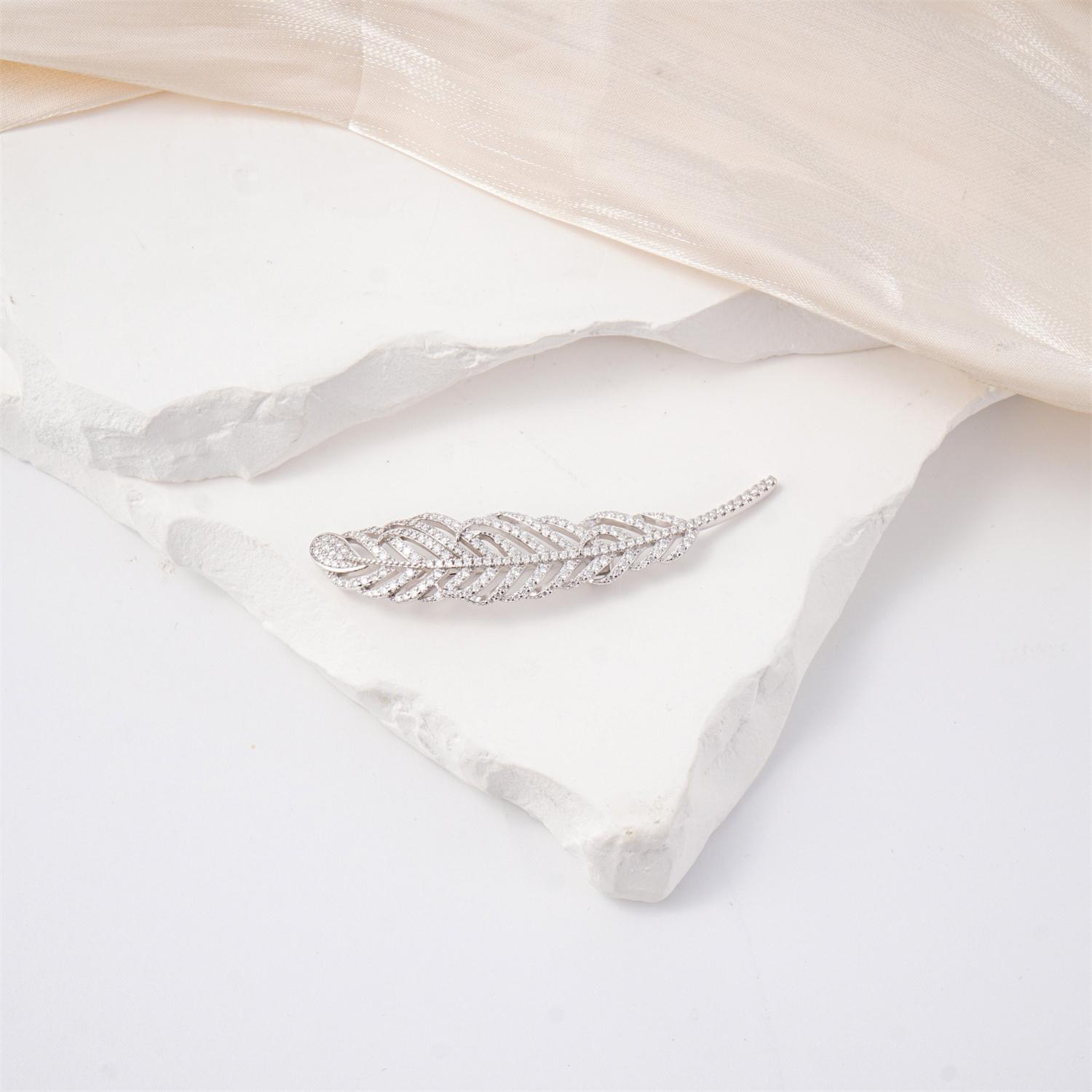 Palm Leaf Brooch Synthetic Moissanite S925 Brooch Synthetic Moissanite Jewelry Accessories