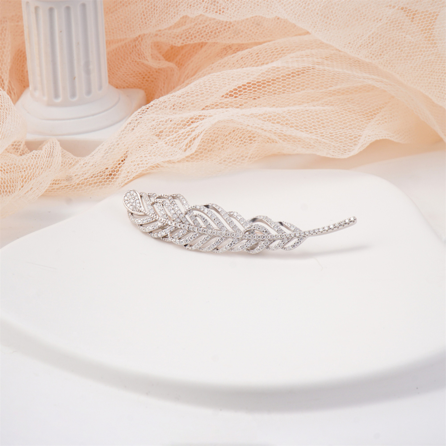 Palm Leaf Brooch Synthetic Moissanite S925 Brooch Synthetic Moissanite Jewelry Accessories