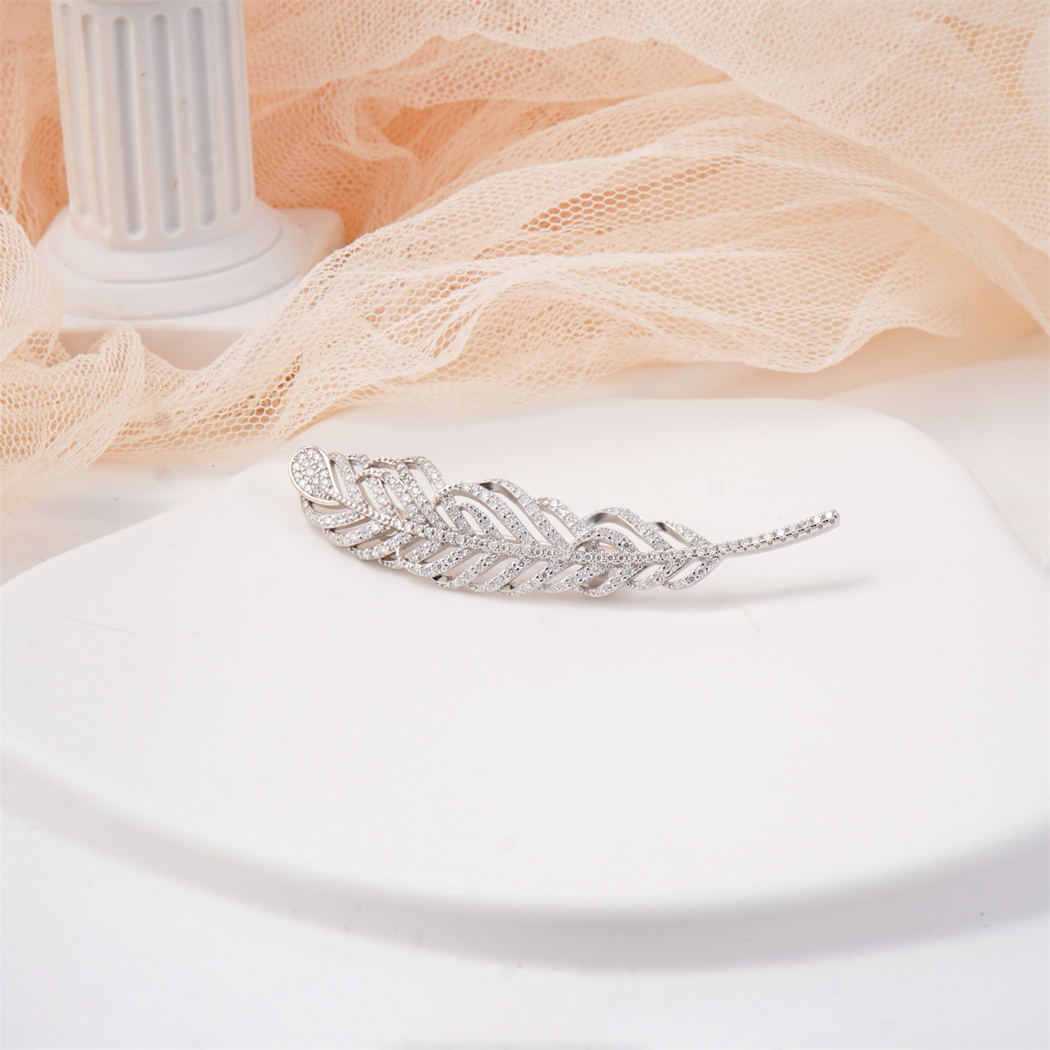 Palm Leaf Brooch Synthetic Moissanite S925 Brooch Synthetic Moissanite Jewelry Accessories