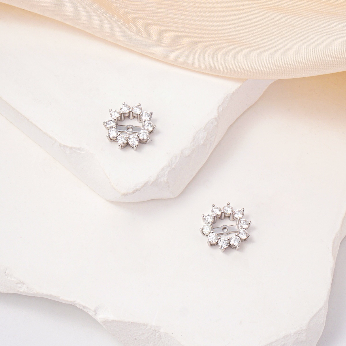 Bling Flower Earring Jackets Synthetic Moissanite S925 Earring Jackets for Studs