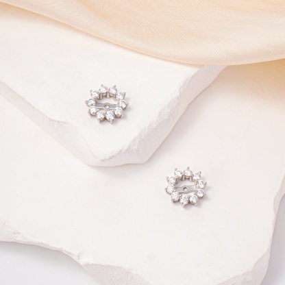 Bling Flower Earring Jackets Synthetic Moissanite S925 Earring Jackets for Studs