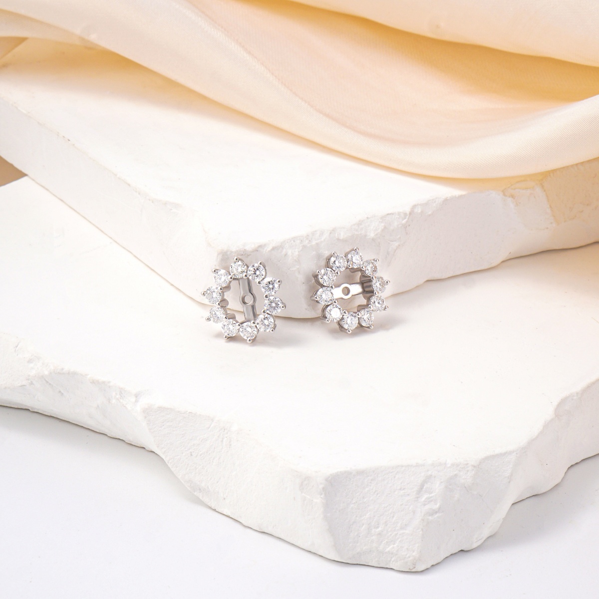 Bling Flower Earring Jackets Synthetic Moissanite S925 Earring Jackets for Studs