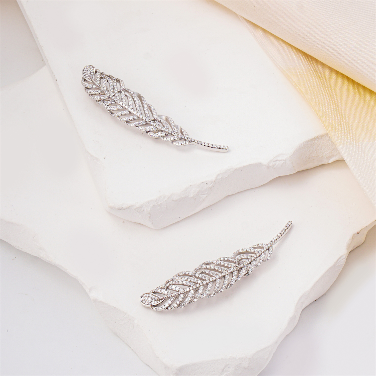 Palm Leaf Brooch Synthetic Moissanite S925 Brooch Synthetic Moissanite Jewelry Accessories