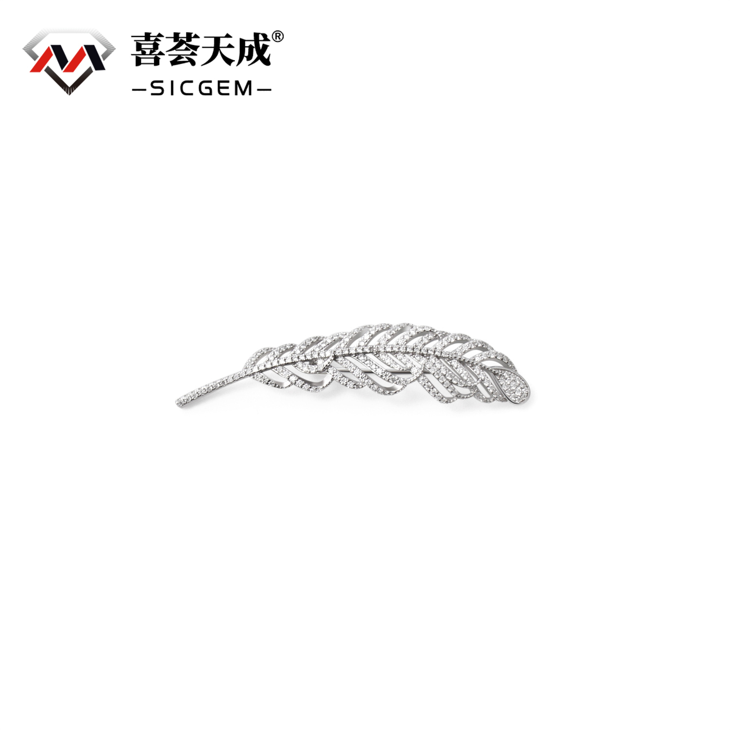 Palm Leaf Brooch Synthetic Moissanite S925 Brooch Synthetic Moissanite Jewelry Accessories