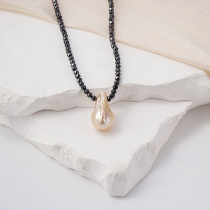 Elegant Pearl Synthetic Moissanite Pendant Necklace Chain S925