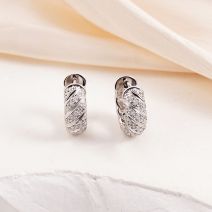 Delzzad Sculpted Cable Hoop Earrings D Color VVS Synthetic Moissanite Earrings Jewelry S925 Perfect Birthday Engagement Wedding Anniversary Christmas Gift